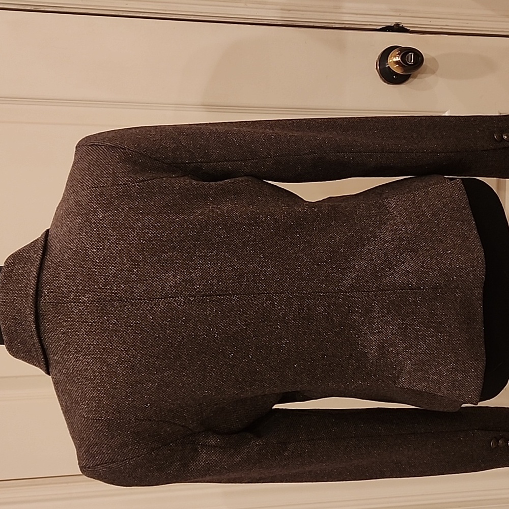 Vintage Banana Repunlic Brown Tweed Blazer With Military Brass Buttons Sz 8 - Picture 5 of 11